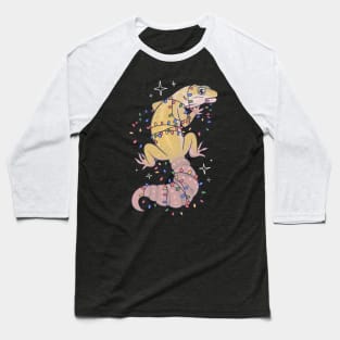 Leopard Gecko and Holiday Lights Baseball T-Shirt